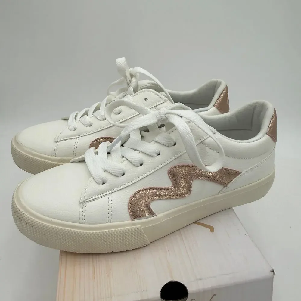 Blowfish Malibu Girls Vice Wave White Ella Rose Gold Voyager Sneakers NEW Size 2